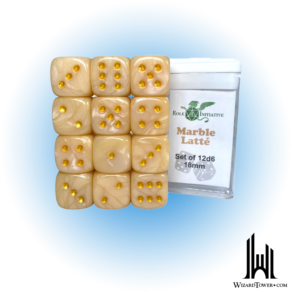 SET OF 12D6 PIPS DICE: MARBLE LATTE 18MM